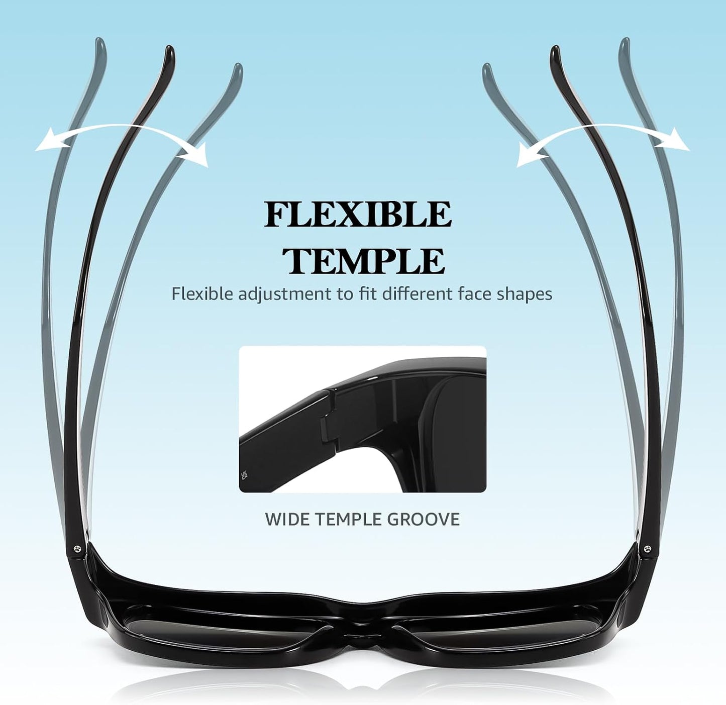 TJUTR Polarized Fit Over Glasses Sunglasses for Men Women, Wrap Around Square Sun Glasses UV400 Protection Shades for Driving