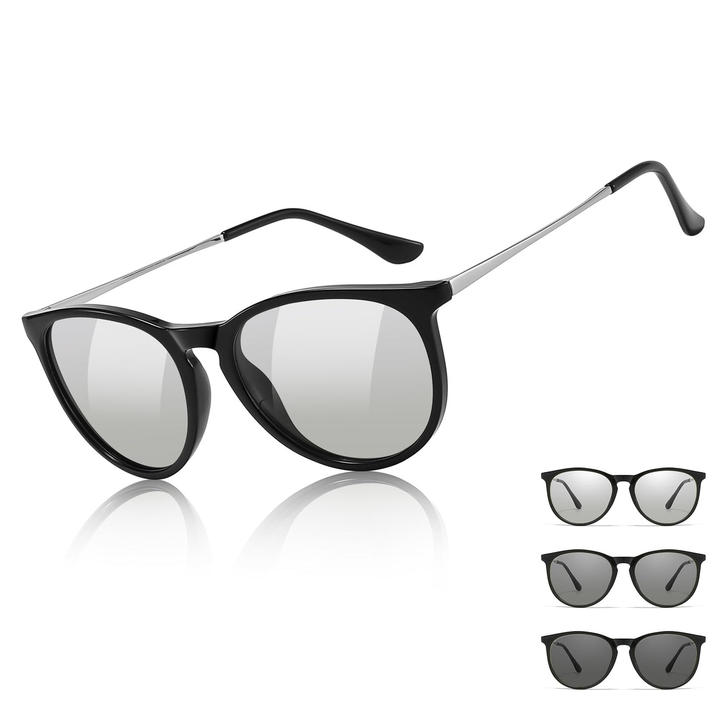 TJUTR Photochromic Polarized Sunglasses for Women and Men, Anti-Glare UV400 Protection for Day & Night Driving