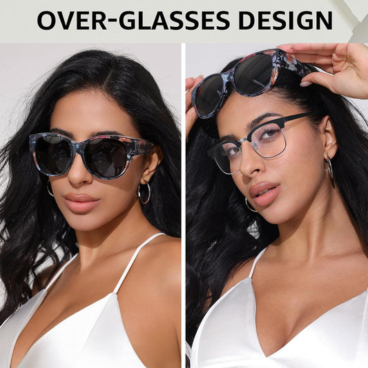TJUTR Oversized Fit Over Sunglasses for Women Trendy Polarized Sun Glasses Over Prescription Glasses with UV400 Protection