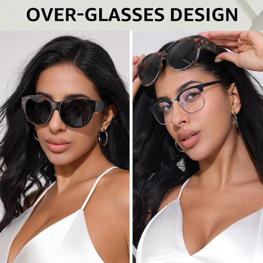 TJUTR Polarized Fit Over Sunglasses for Women, Trendy Sun Glasses Over Prescription Glasses UV400 Protection TS5779