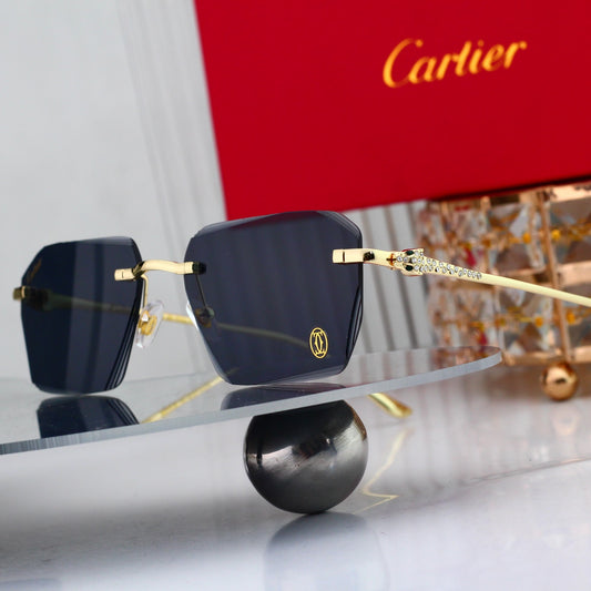 5 Color Luxury Diamond Panther Rimless Sunglasses