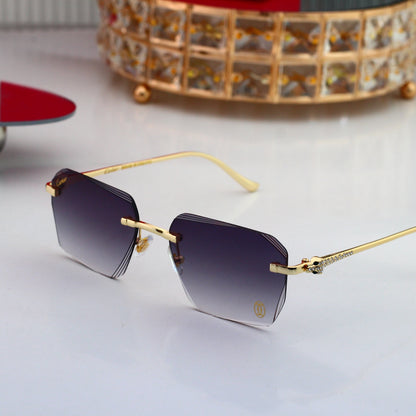 5 Color Luxury Diamond Panther Rimless Sunglasses