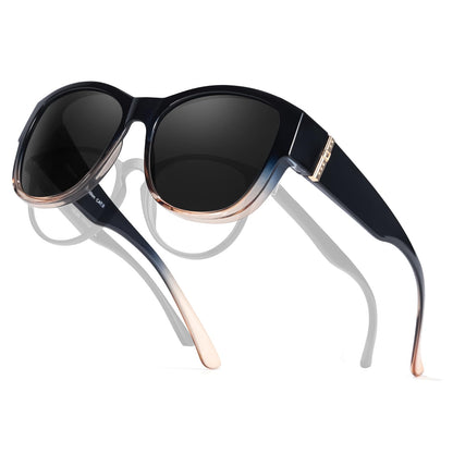 TJUTR Polarized Fit Over Glasses Sunglasses for Women UV Protection, Trendy Oversized Shades Wear Over Eyeglasses