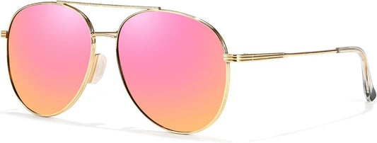 TJUTR Tangle Free Aviator Sunglasses for Women Men, Polarized UV400 Protection Trendy Shades, No-Snag Metal Frame Glasses