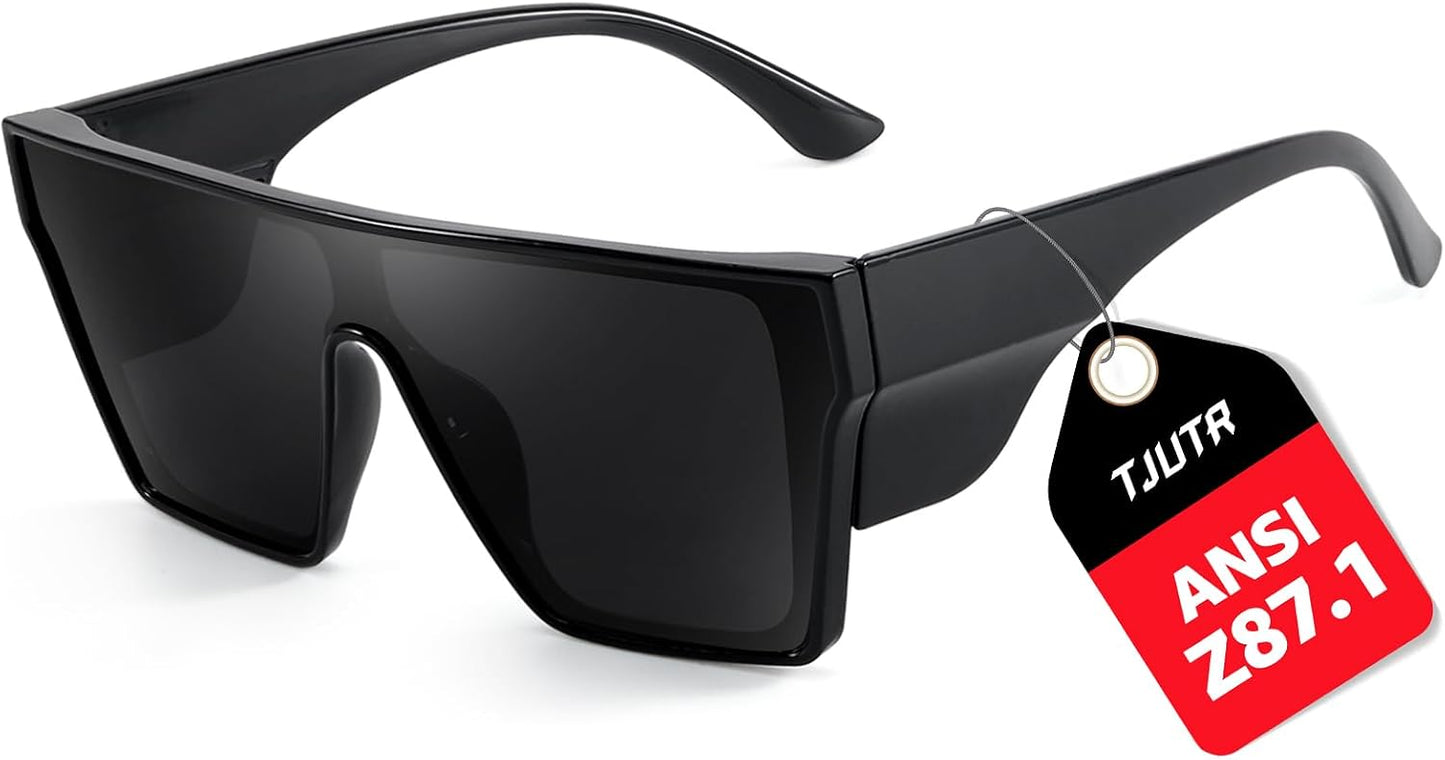 TJUTR ANSI Z87.1 Safety Sunglasses for Men, Polarized Oversized Wraparound Sun Glasses UV400 Protection for Outdoor & Work
