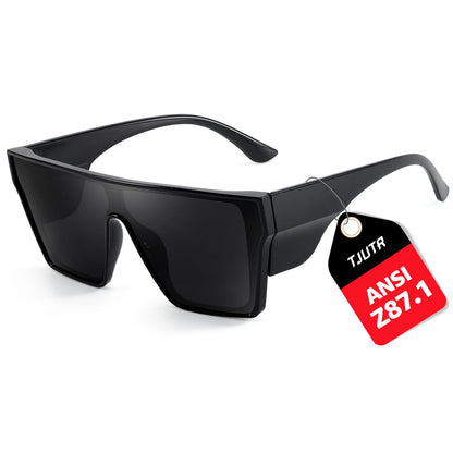 TJUTR ANSI Z87.1 Safety Sunglasses for Men, Polarized Oversized Wraparound Sun Glasses UV400 Protection for Outdoor & Work