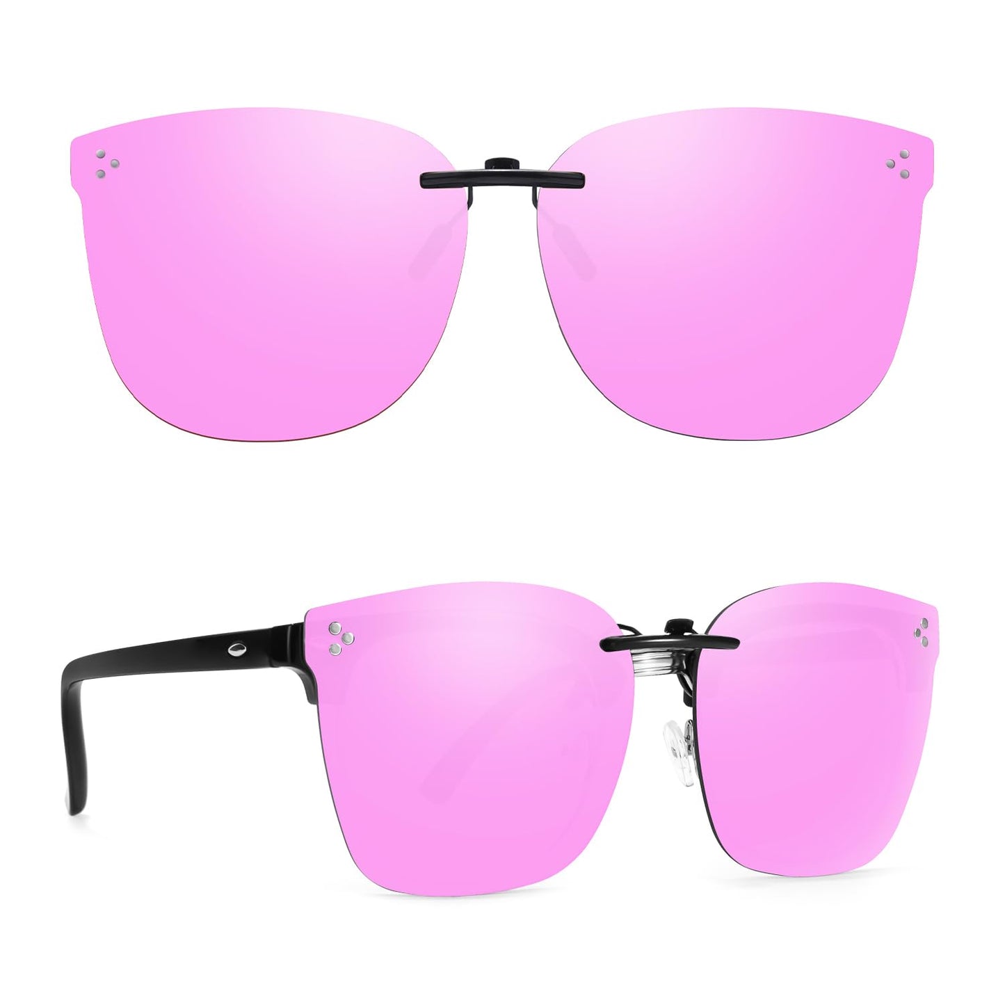TJUTR Oversized Polarized Clip On Sunglasses Over Prescription Glasses, Flip-Up Metal Clip, Anti Glare UV Protection