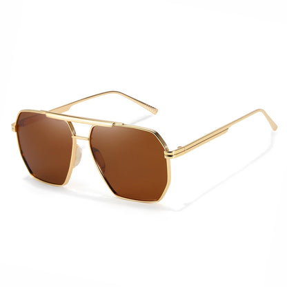 TJUTR Oversized Tangle‑Free Aviator Sunglasses for Women Men, Polarized UV400 Shades, Square Metal Frame with Double‑Bridge