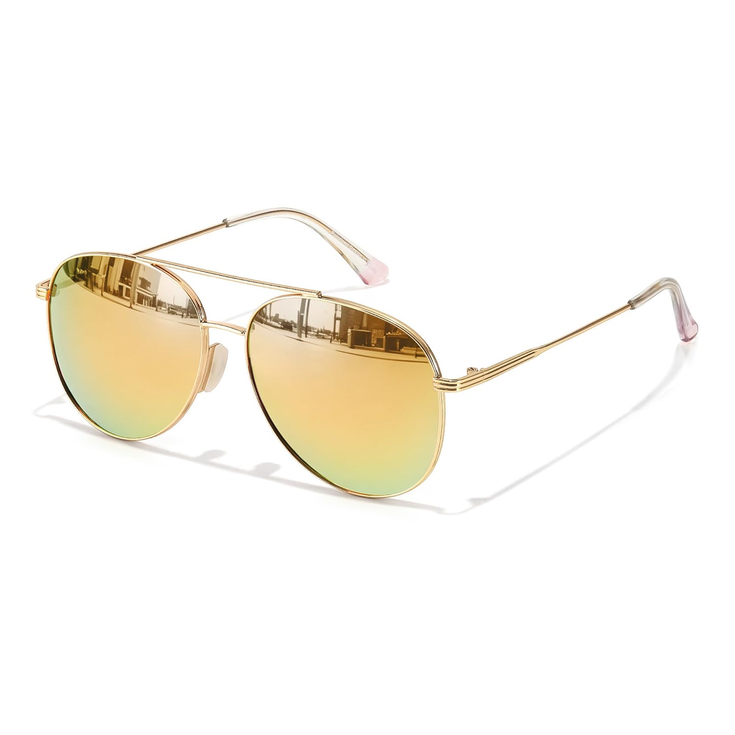 TJUTR Polarized Tangle Free Aviator Sunglasses for Women & Men, UV400 Protection Trendy Shades, No-Snag Metal Frame Glasses