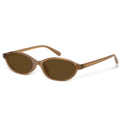 Sunglasses Womens Retro Oval Sunglasses for Women - Cat Eye 90s Glasses Y2K UV400 Lightweight Narrow Shades