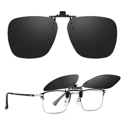 TJUTR Polarized Clip-On Sunglasses Over Prescription Glasses, Unisex UV400 Protection Anti-Glare Flip-Up Sun Clip Shades