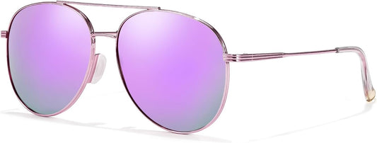 TJUTR Tangle Free Aviator Sunglasses for Women Men, Polarized UV400 Protection Trendy Shades, No-Snag Metal Frame Glasses