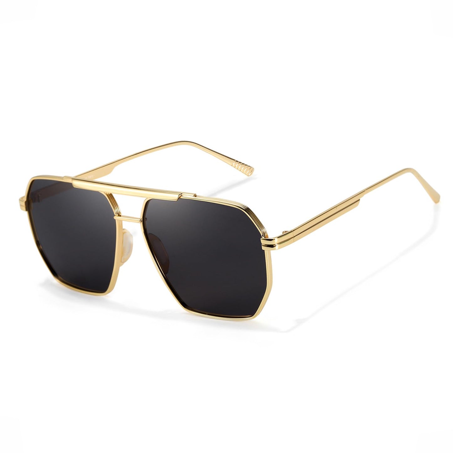 TJUTR Oversized Tangle‑Free Aviator Sunglasses for Women Men, Polarized UV400 Shades, Square Metal Frame with Double‑Bridge
