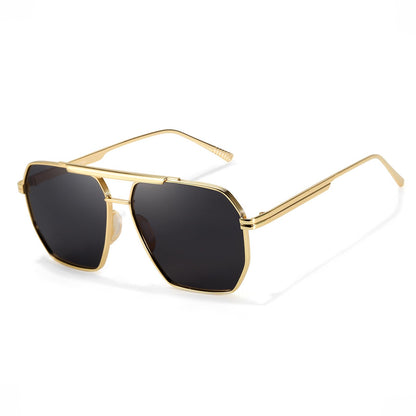 TJUTR Oversized Tangle‑Free Aviator Sunglasses for Women Men, Polarized UV400 Shades, Square Metal Frame with Double‑Bridge