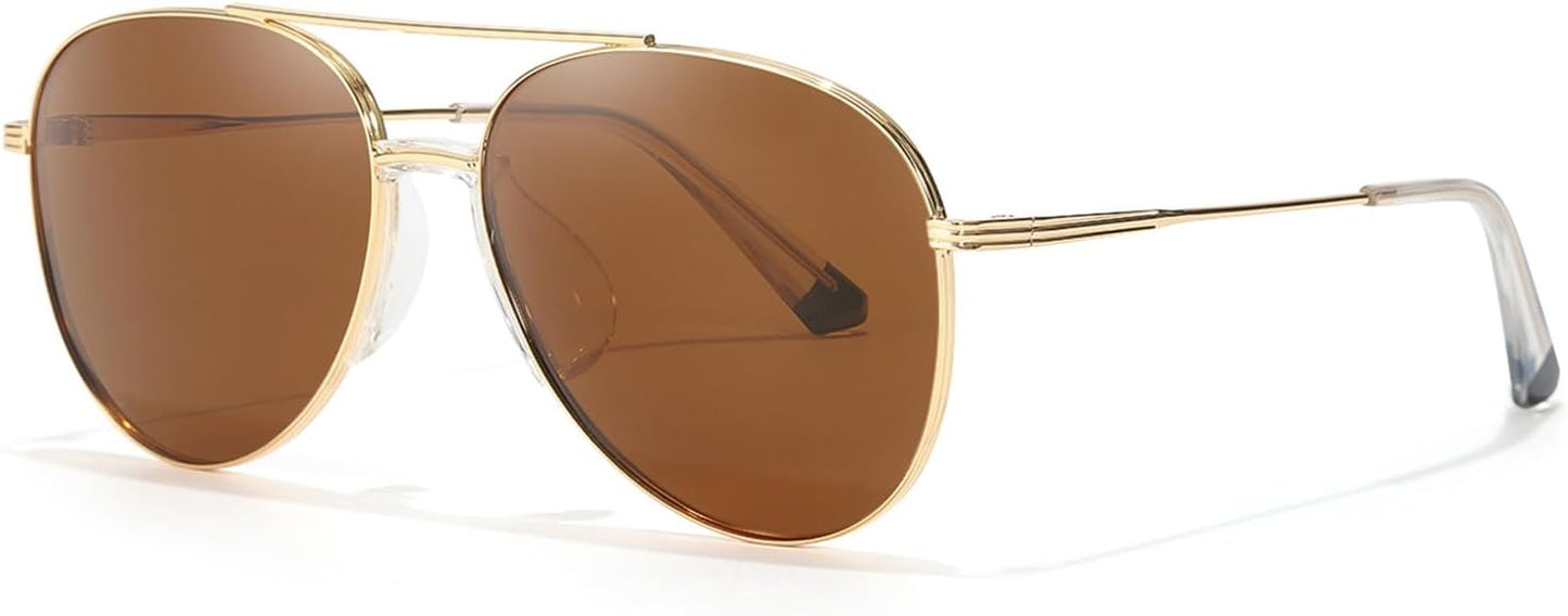 TJUTR Tangle Free Aviator Sunglasses for Women Men, Polarized UV400 Protection Trendy Shades, No-Snag Metal Frame Glasses