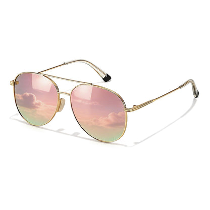 TJUTR Polarized Tangle Free Aviator Sunglasses for Women & Men, UV400 Protection Trendy Shades, No-Snag Metal Frame Glasses