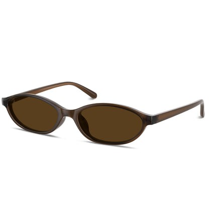 Sunglasses Womens Retro Oval Sunglasses for Women - Cat Eye 90s Glasses Y2K UV400 Lightweight Narrow Shades