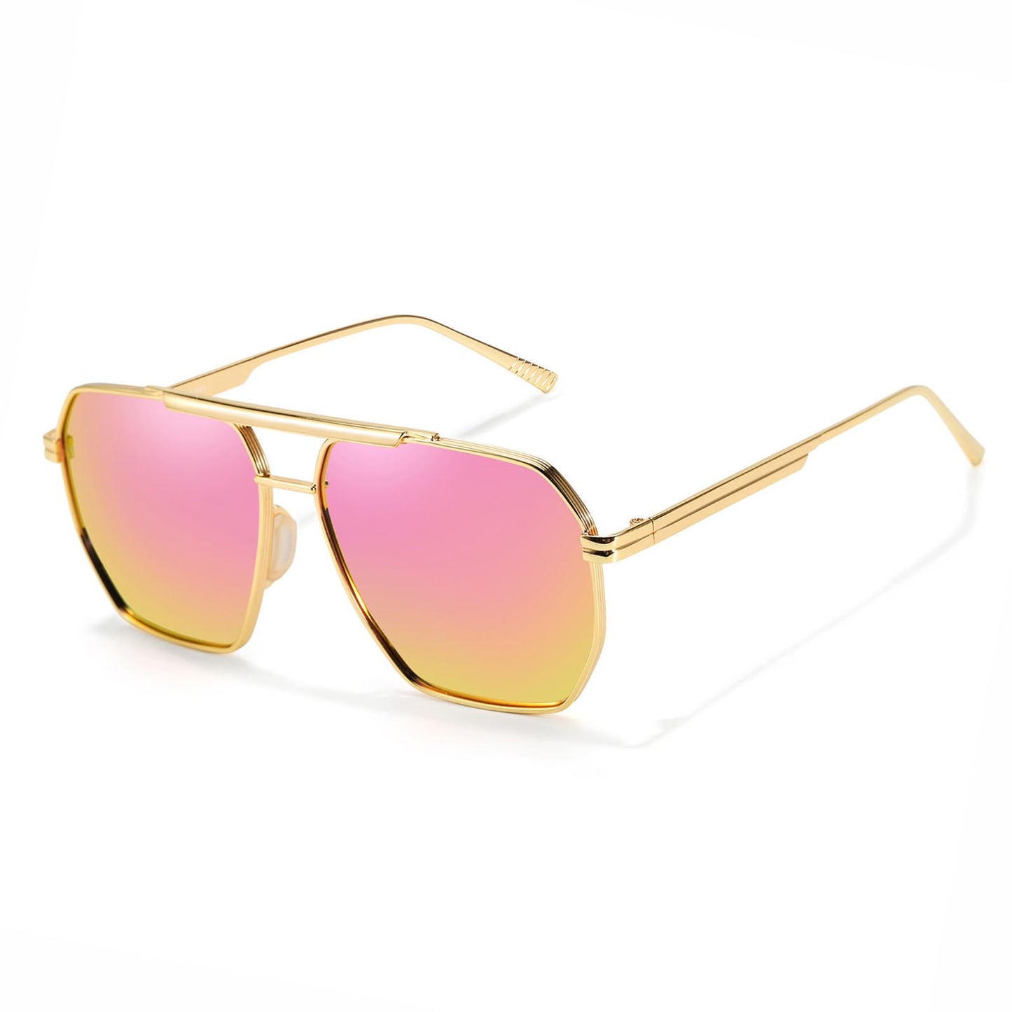 TJUTR Oversized Tangle‑Free Aviator Sunglasses for Women Men, Polarized UV400 Shades, Square Metal Frame with Double‑Bridge