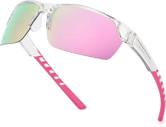 TJUTR Running Sunglasses for Women, Polarized Wrap Around Sun Glasses with UV400 Protection for Sports Cycling Golf TS3080