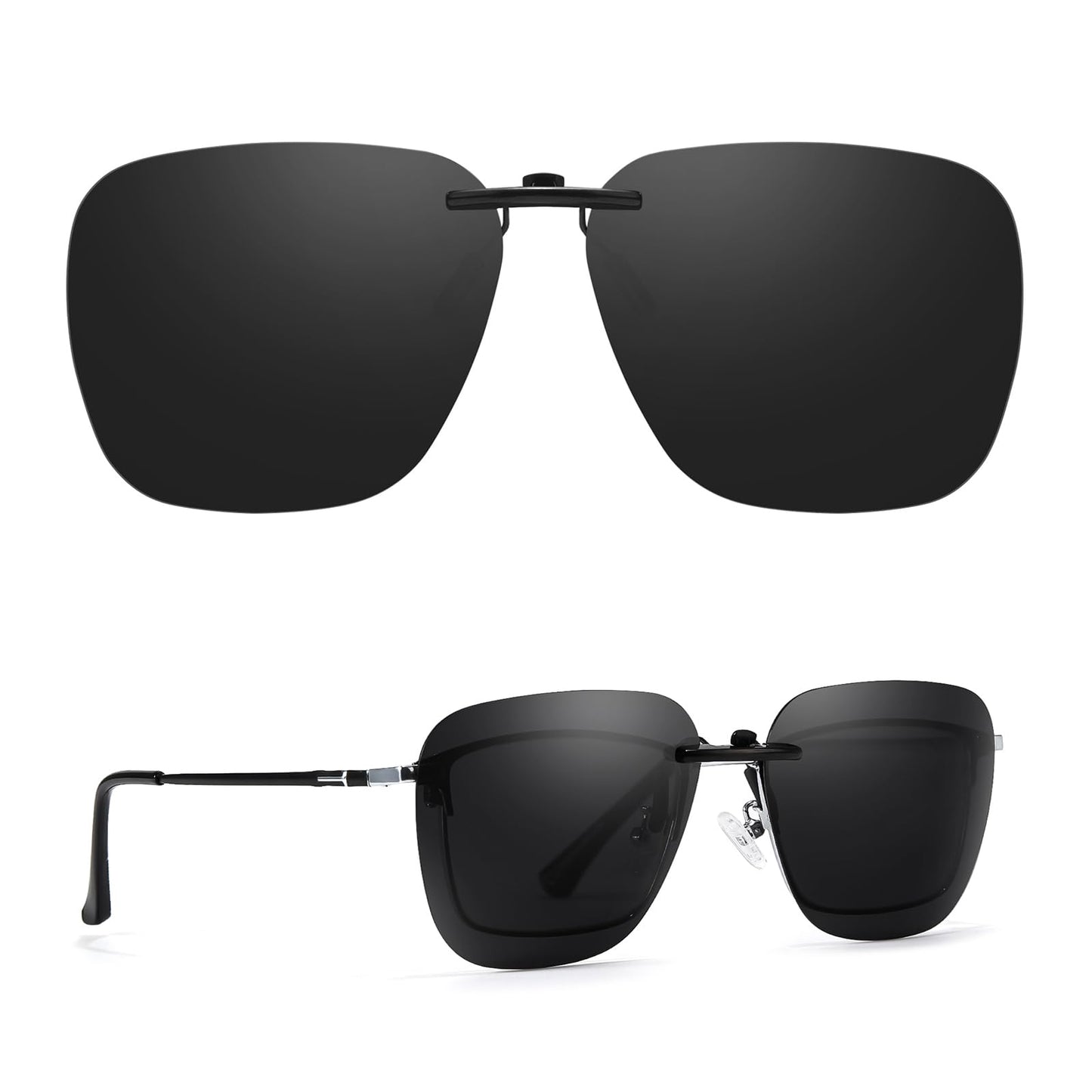 TJUTR Polarized Clip-On Sunglasses Over Prescription Glasses, Unisex UV400 Protection Anti-Glare Flip-Up Sun Clip Shades