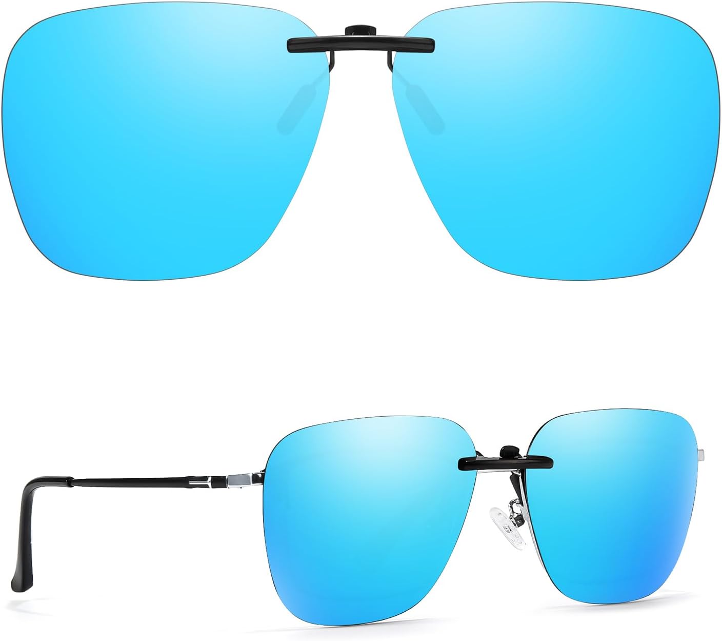 TJUTR Polarized Clip-On Sunglasses Over Prescription Glasses, Unisex UV400 Protection Anti-Glare Flip-Up Sun Clip Shades