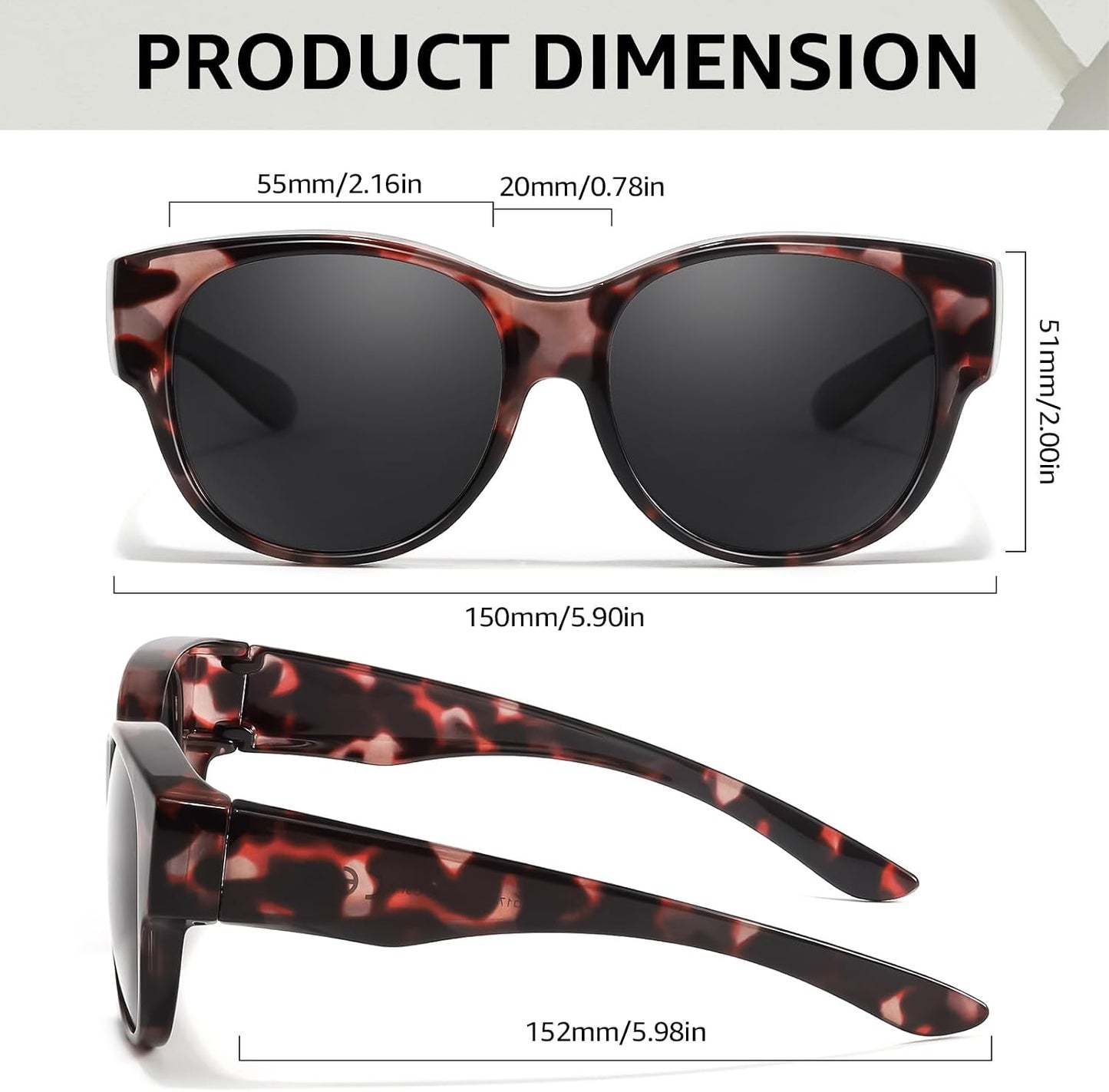 TJUTR Polarized Fit Over Sunglasses for Women, Trendy Sun Glasses Over Prescription Glasses UV400 Protection TS5779