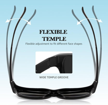 TJUTR Polarized Fit Over Glasses Sunglasses for Men Women, Wrap Around Square Sun Glasses UV400 Protection Shades for Driving
