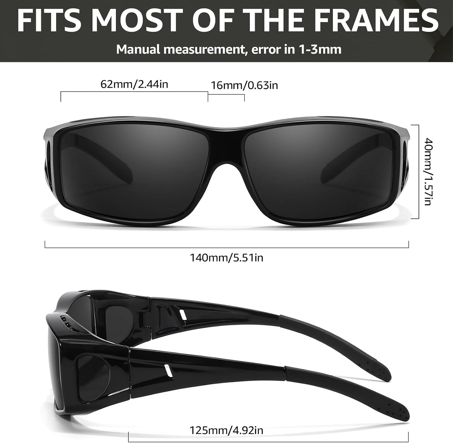 TJUTR Polarized Sunglasses Over Glasses for Men Women, UV Protection Shades Over Prescription Eyeglasses Sun Glasses