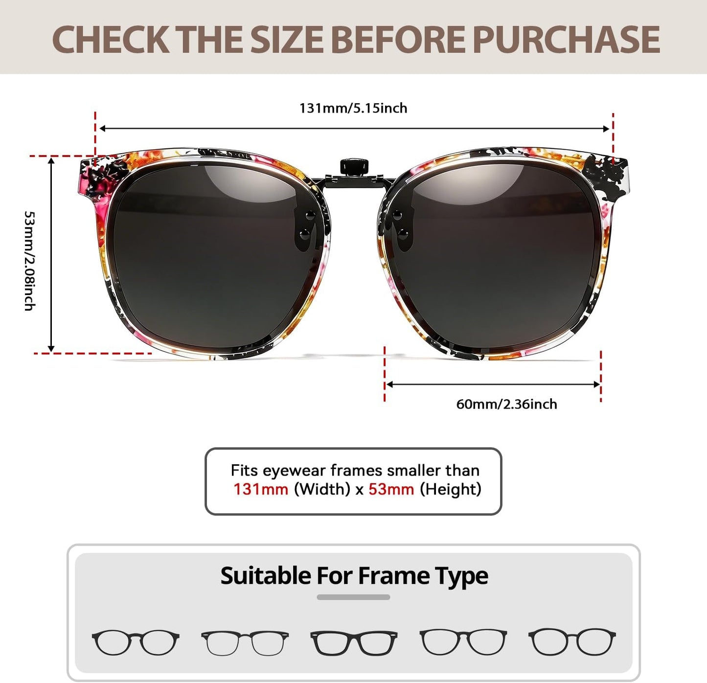 TJUTR Polarized Clip-On Sunglasses Over Prescription Glasses, Flip-Up UV400 Protection, Like Sunglasses Design for Men Women