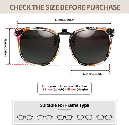TJUTR Polarized Clip-On Sunglasses Over Prescription Glasses, Flip-Up UV400 Protection, Like Sunglasses Design for Men Women