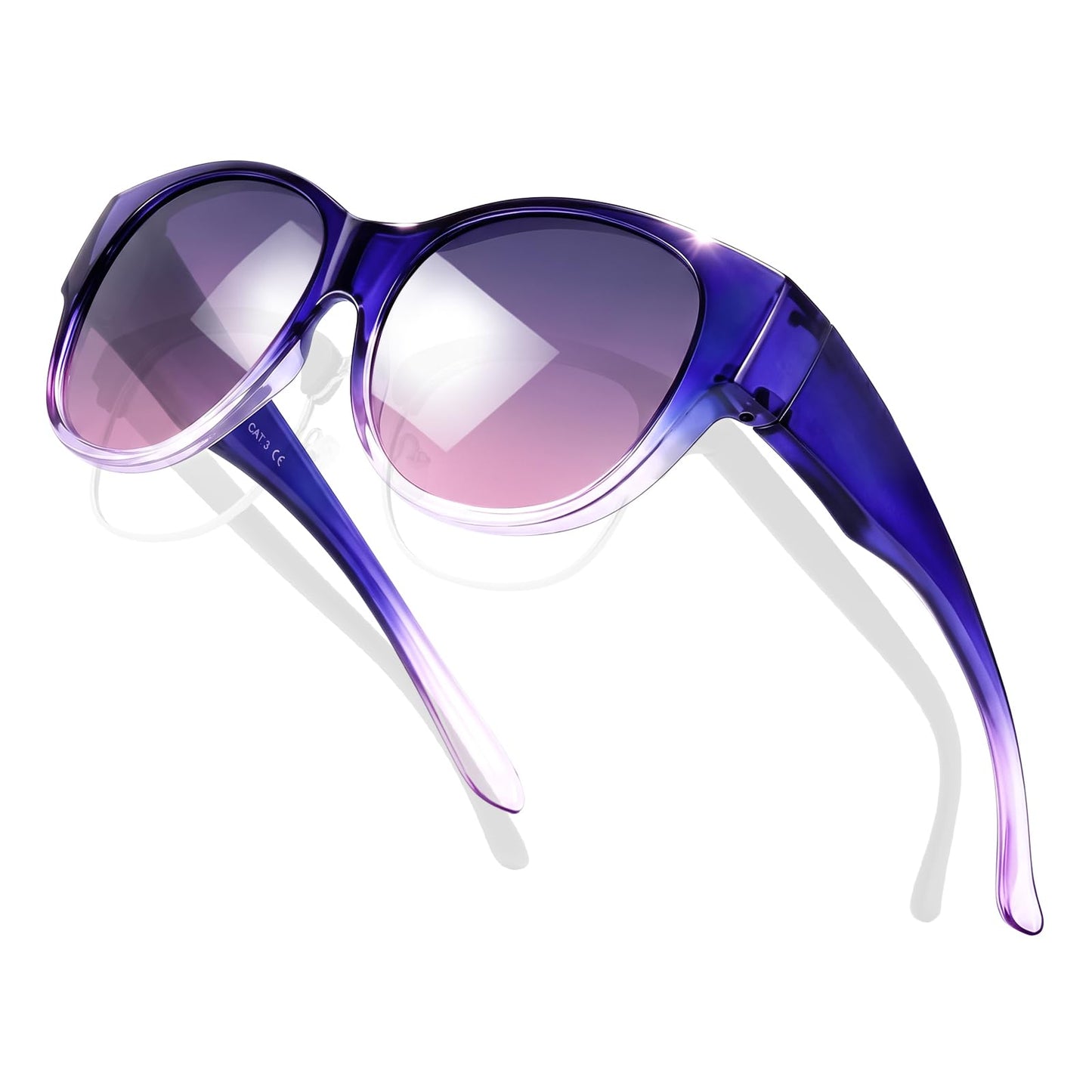 TJUTR Polarized Sunglasses Fit Over Glasses for Women, Oversized Trendy Wrap Around Shades with UV400 Protection