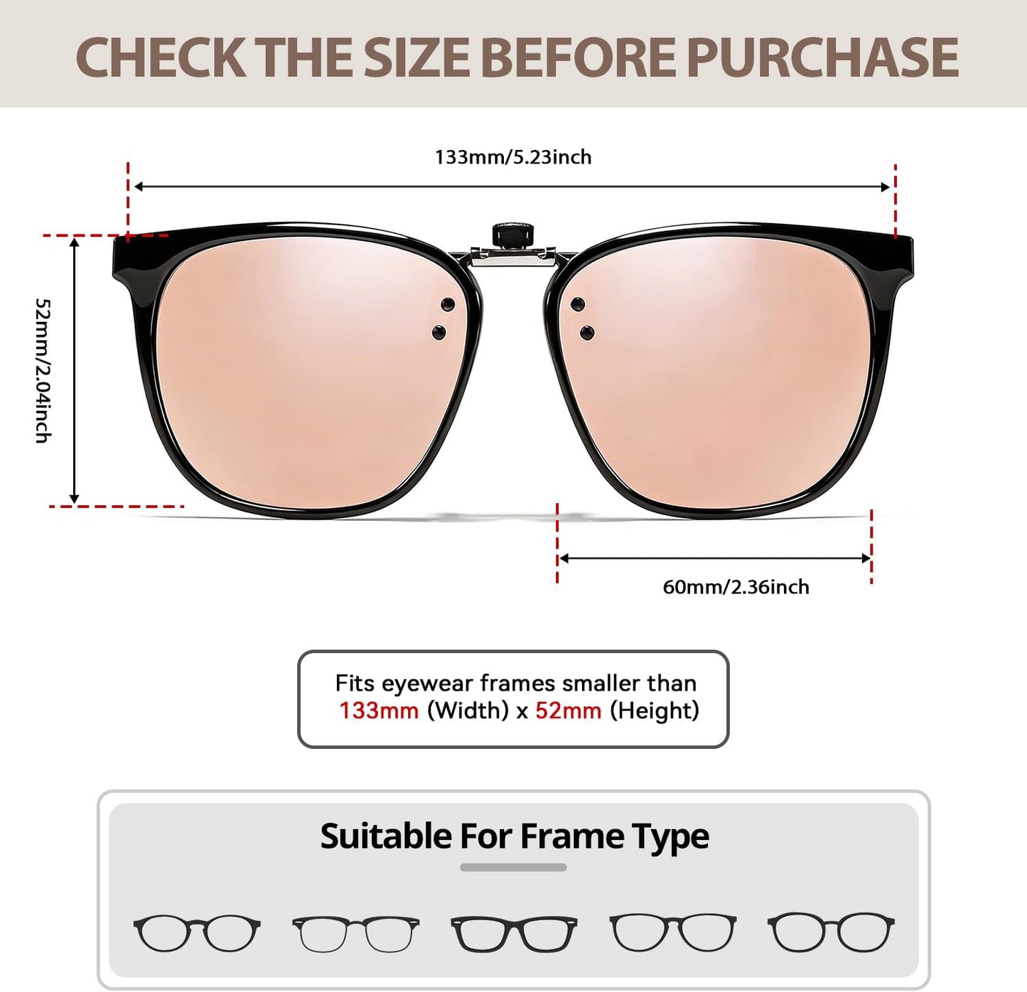 TJUTR Oversized Polarized Clip-On Sunglasses Over Prescription Glasses, Trendy Square Framed Like Sunglasses UV400 Protection