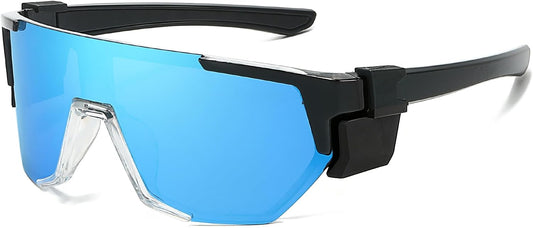 TJUTR ANSI Z87.1 Safety Sunglasses for Men, Polarized Sports Wrap Around Glasses for Work Cycling Fishing, UV400 Protection