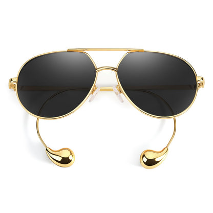 TJUTR Oversized Aviator Sunglasses for Women & Men, Retro Luxury Designer Sunglasses Big Shield Shades with UV Protection