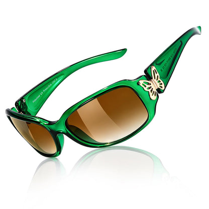 TJUTR Polarized Sunglasses for Women with Wrap Around Butterfly Design, Trendy Jackie-O Style for UV400 Protection
