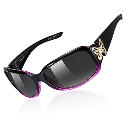 TJUTR Polarized Sunglasses for Women with Wrap Around Butterfly Design, Trendy Jackie-O Style for UV400 Protection