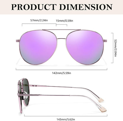 TJUTR Polarized Tangle Free Aviator Sunglasses for Women & Men, UV400 Protection Trendy Shades, No-Snag Metal Frame Glasses