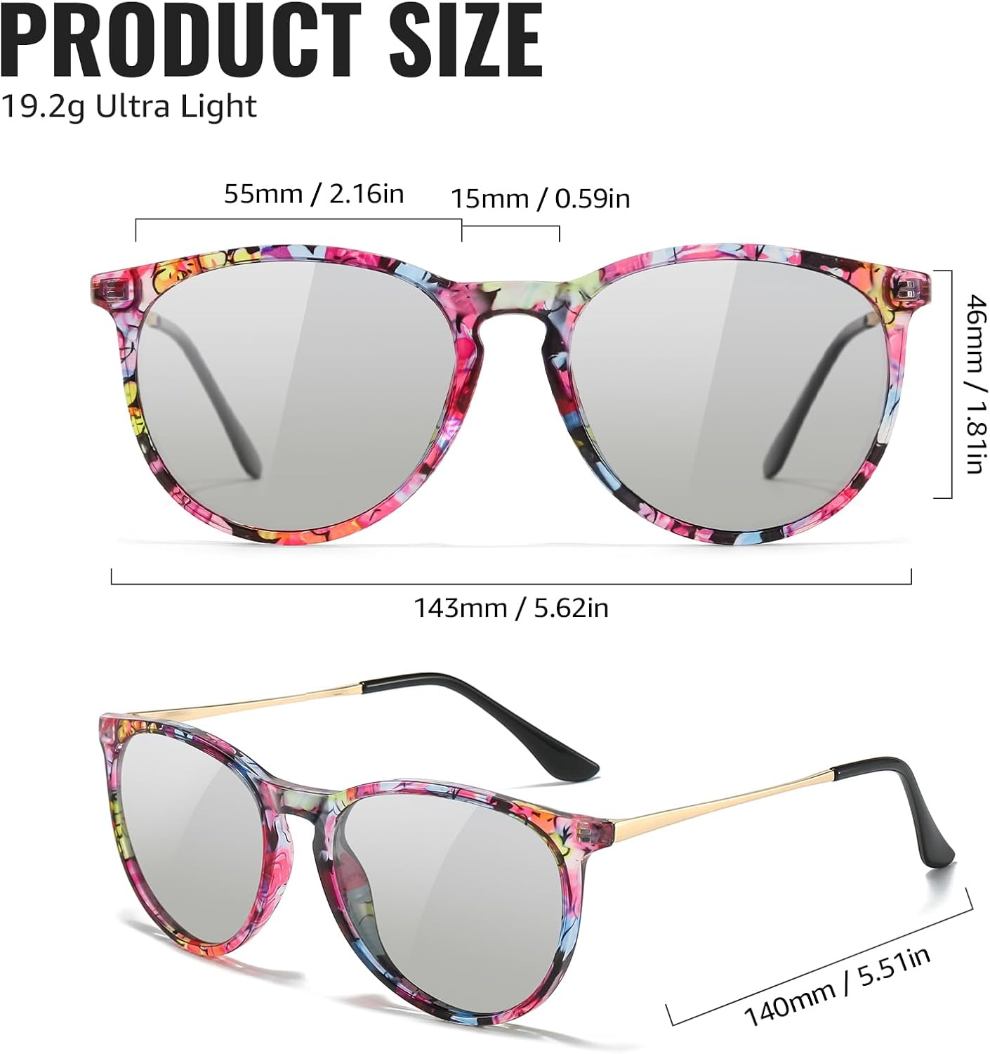 TJUTR Photochromic Polarized Sunglasses for Women and Men, Anti-Glare UV400 Protection for Day & Night Driving