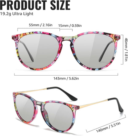 TJUTR Photochromic Polarized Sunglasses for Women and Men, Anti-Glare UV400 Protection for Day & Night Driving