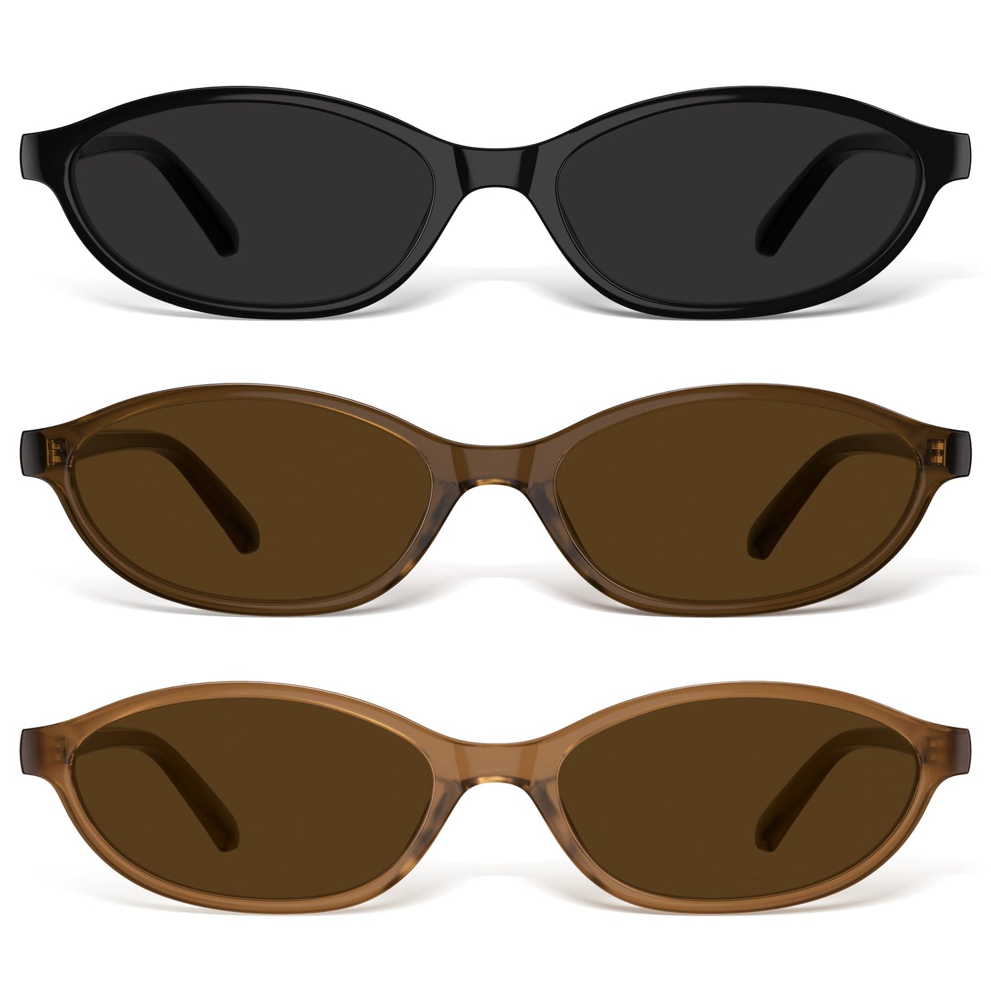 Sunglasses Womens Retro Oval Sunglasses for Women - Cat Eye 90s Glasses Y2K UV400 Lightweight Narrow Shades