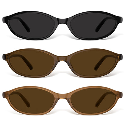 Sunglasses Womens Retro Oval Sunglasses for Women - Cat Eye 90s Glasses Y2K UV400 Lightweight Narrow Shades
