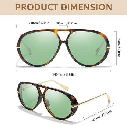 TJUTR Oversized Aviator Sunglasses for Women & Men, Retro Luxury Designer Sunglasses Big Shield Shades with UV Protection