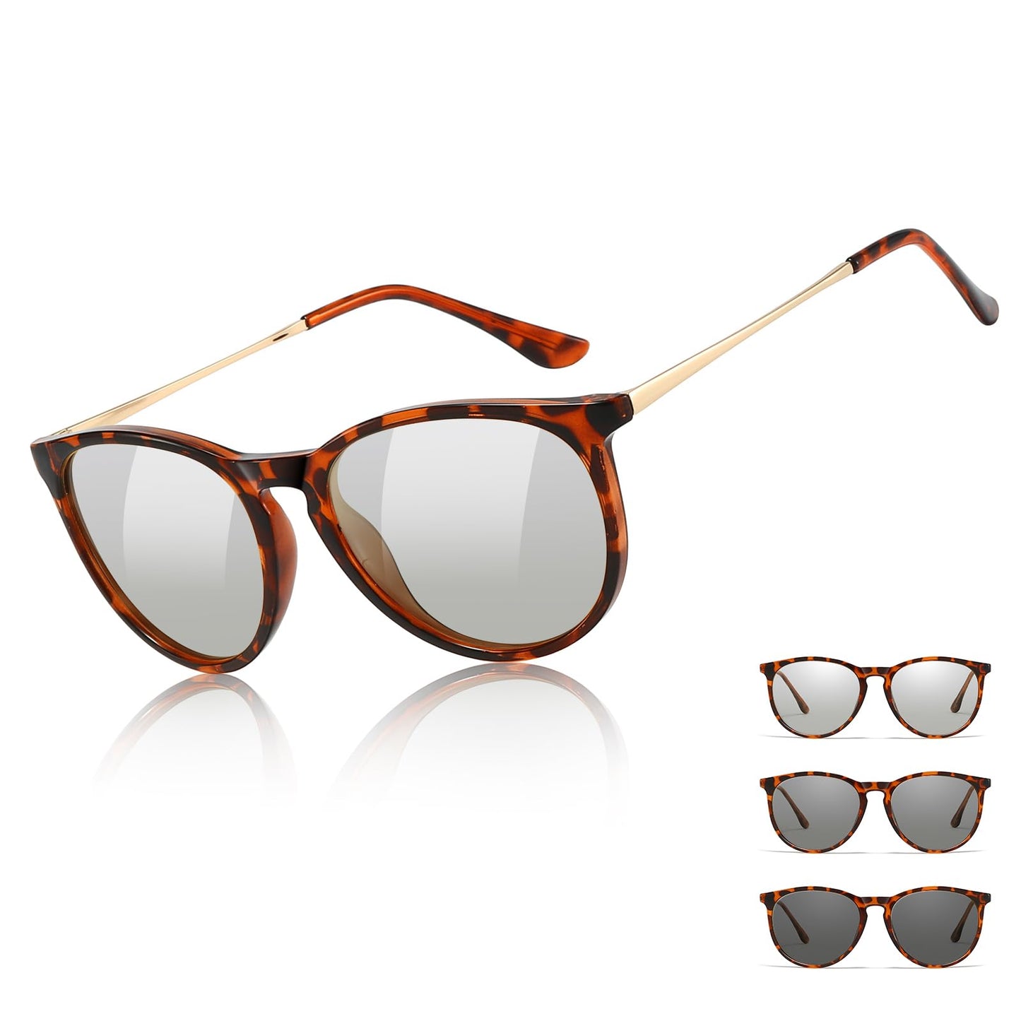 TJUTR Photochromic Polarized Sunglasses for Women and Men, Anti-Glare UV400 Protection for Day & Night Driving