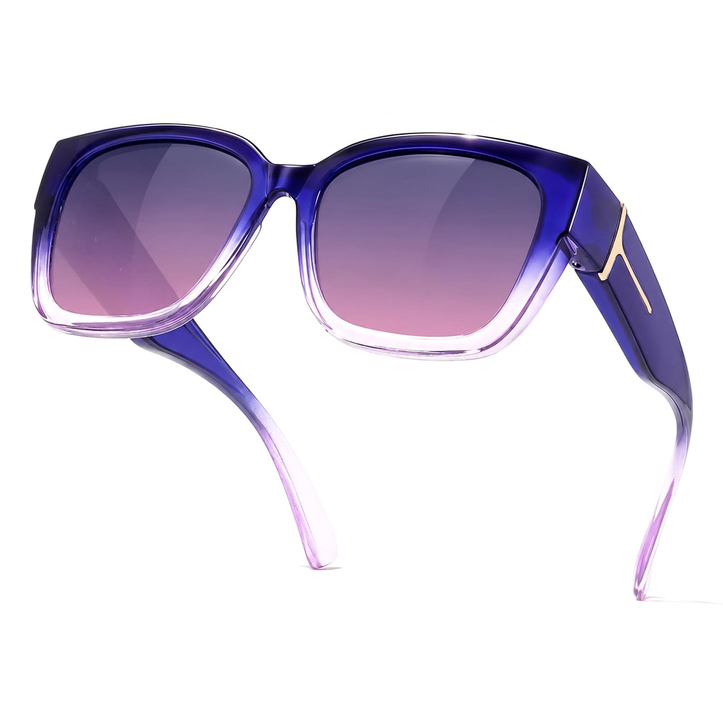 TJUTR Polarized Fit Over Glasses Sunglasses for Women Men, Oversized Square Wrap Around UV400 Protection Shades for Driving