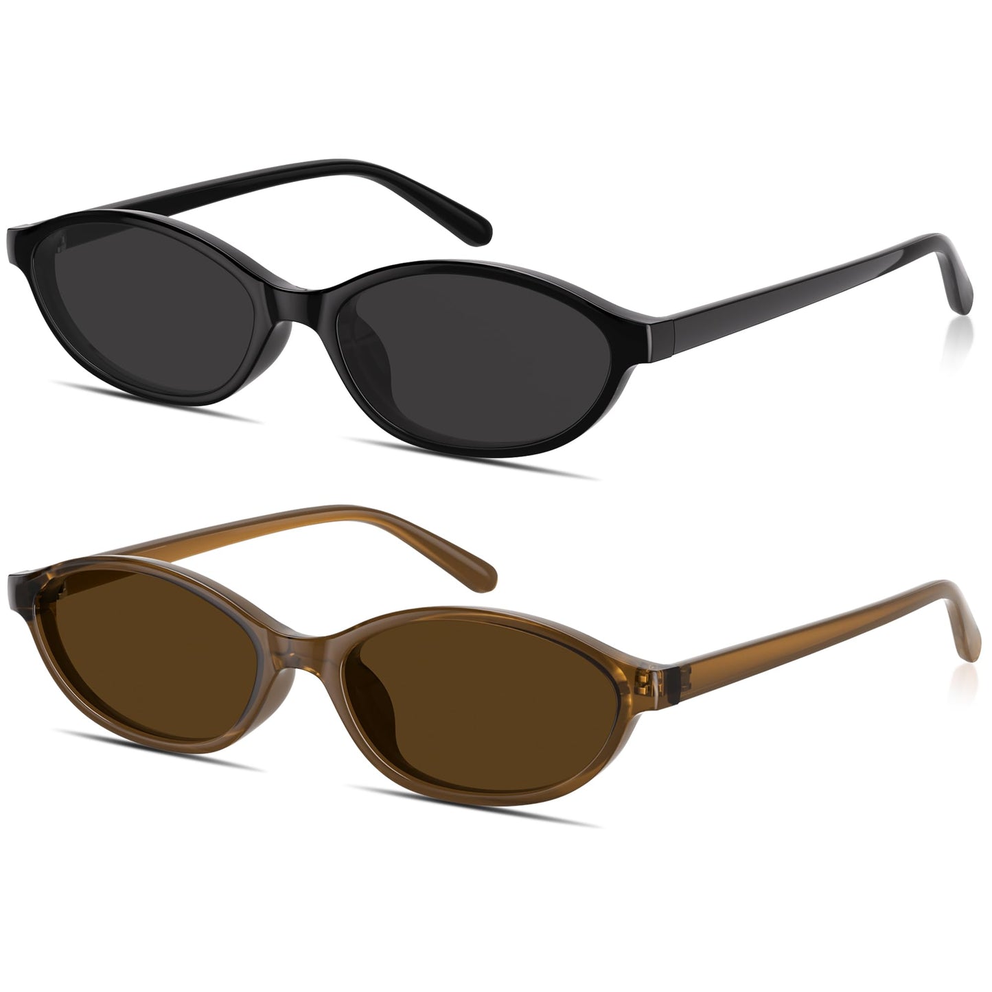Sunglasses Womens Retro Oval Sunglasses for Women - Cat Eye 90s Glasses Y2K UV400 Lightweight Narrow Shades