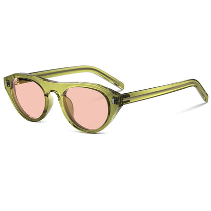 Retro Oval Sunglasses for Women Men Small Narrow 90s Vintage Round Shades UV400 Lightweight Designer Cateye Glasses