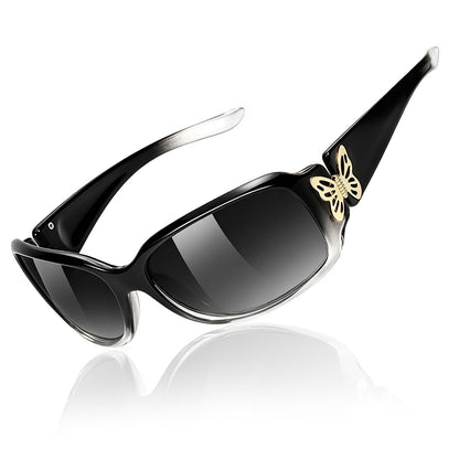 TJUTR Polarized Sunglasses for Women with Wrap Around Butterfly Design, Trendy Jackie-O Style for UV400 Protection
