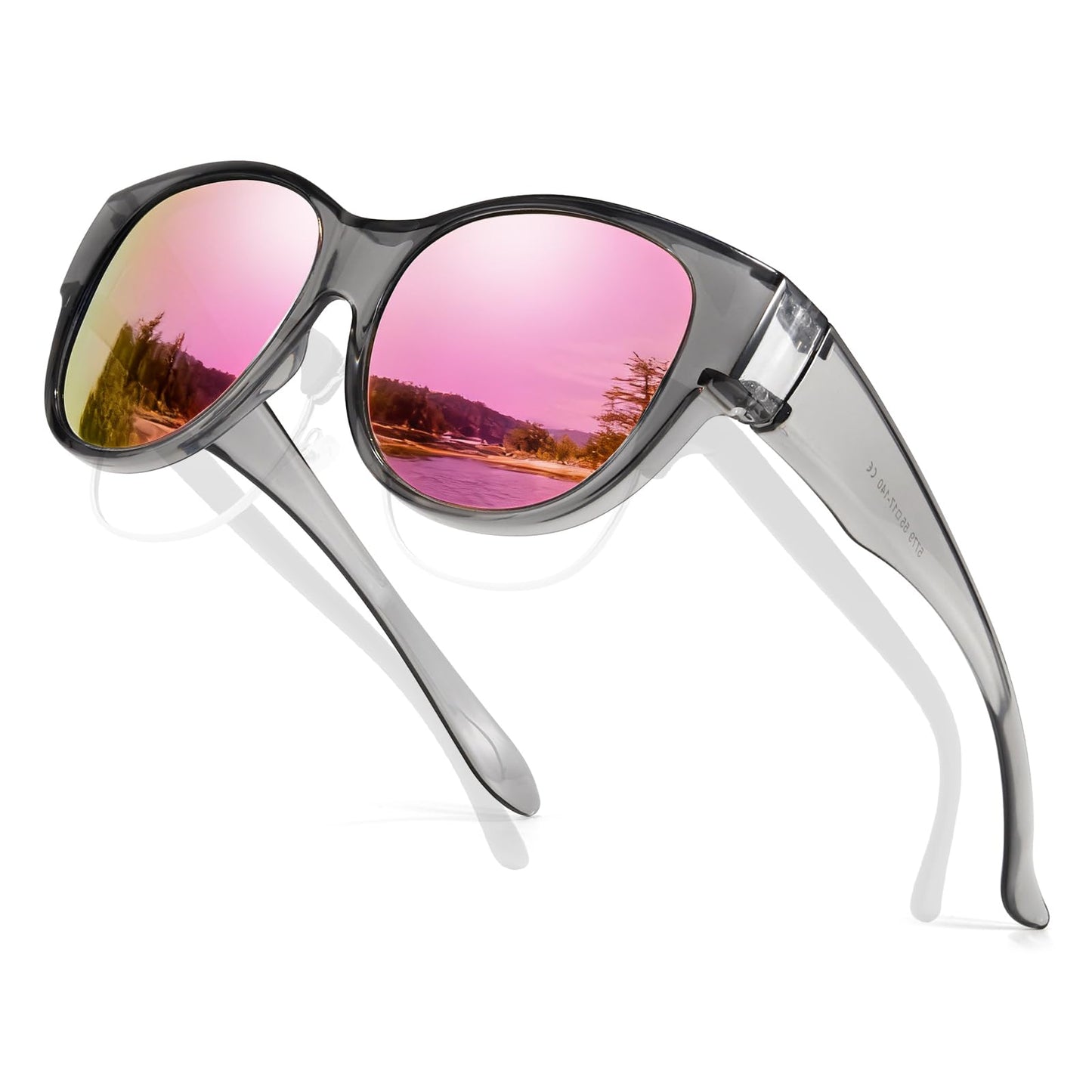 TJUTR Polarized Sunglasses Fit Over Glasses for Women, Oversized Trendy Wrap Around Shades with UV400 Protection