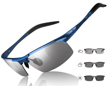 TJUTR Mens Photochromic Sunglasses Day & Night Driving Z87 Sun Glasses Polarized UV400 Protection Safety Glasses