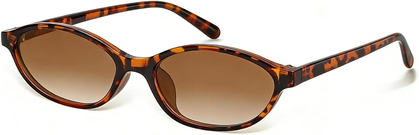 Sunglasses Womens Retro Oval Sunglasses for Women - Cat Eye 90s Glasses Y2K UV400 Lightweight Narrow Shades